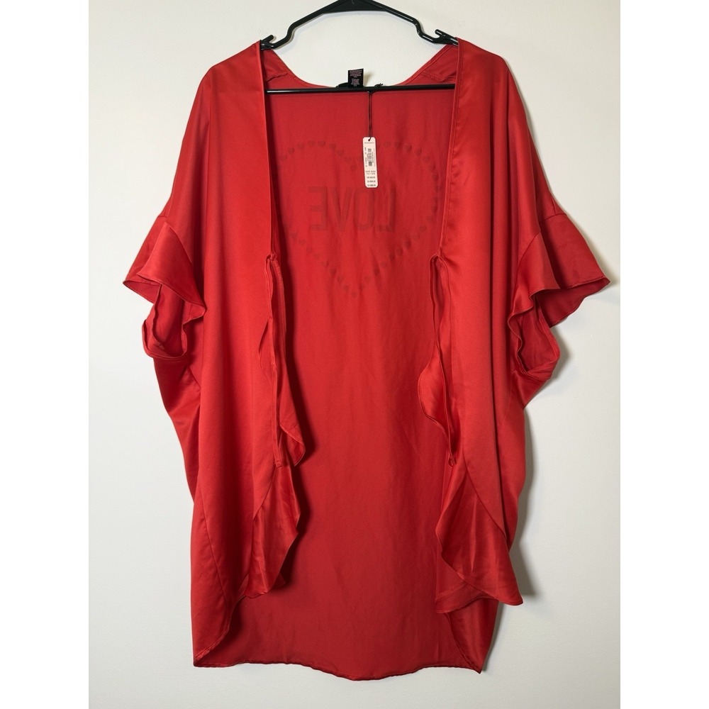 Victorias Secret LOVE Short Red Kimono Robe O/S Heart  Coquette Cover up NWT - Picture 5 of 13